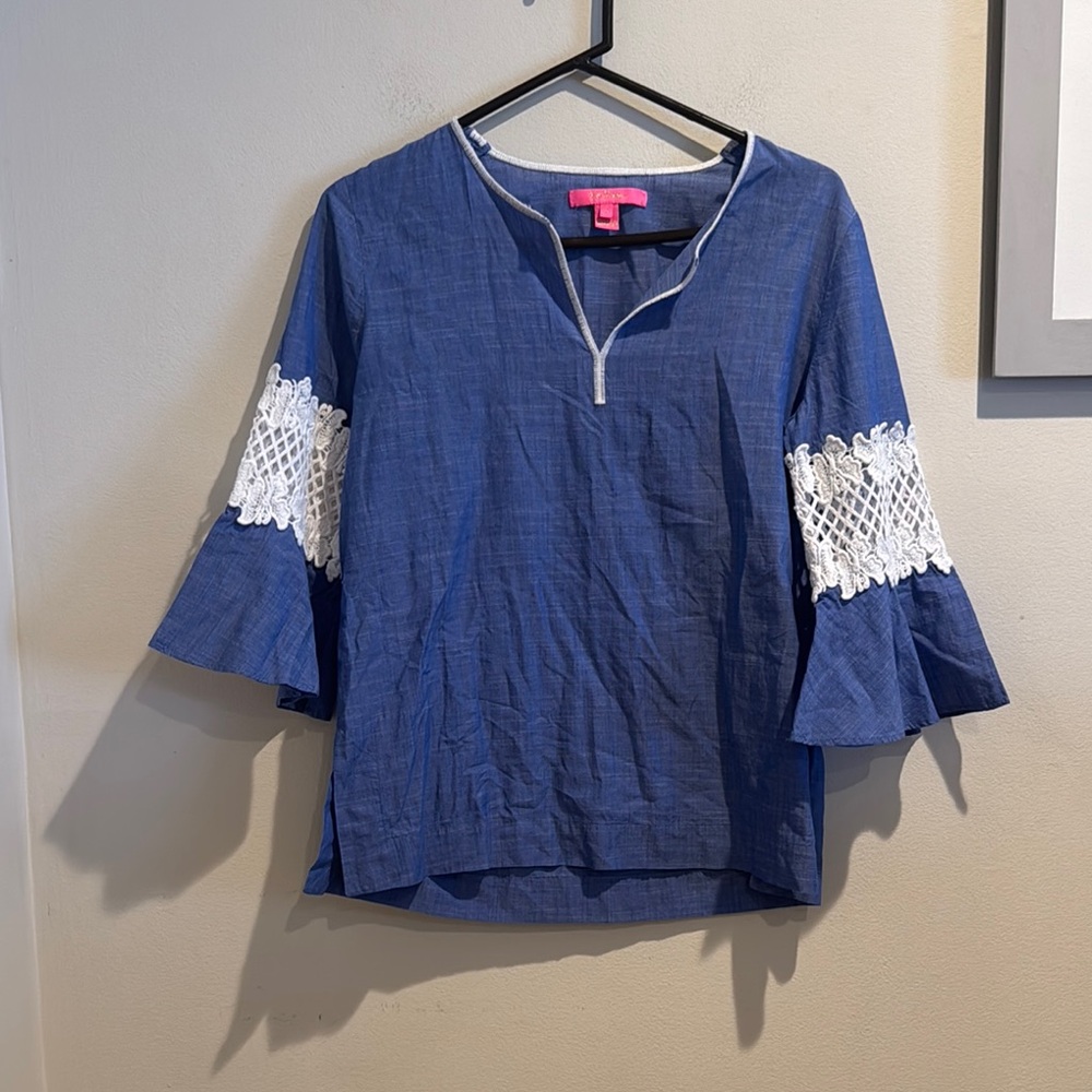 Lilly Pulitzer Tops‎ Lilly Pulitzer Amelia Island Flouncr Sleeve Shirt Small